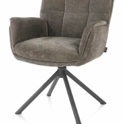 Juna, Armstoel - Grafiet Frame - Draaibaar - Stof Livigno - Bruin