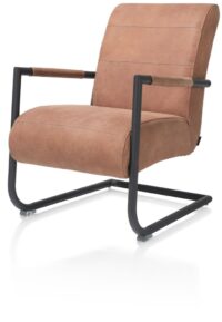 Angelica, bijzetfauteuil + zwart frame (ROB) - Cuba leder - Cognac