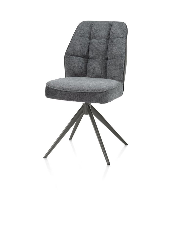 Bell, eetkamerstoel - graphiet frame - draaibaar - pocket - combi Calabria / Vada - Antraciet