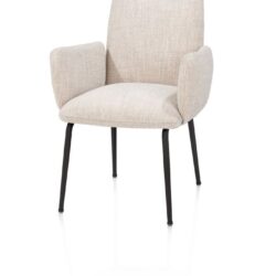 Bovina, armstoel - stof Luton + nosag - frame rough off black - Creme