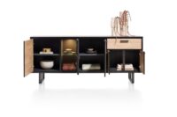 Avalon, buffet 200 cm - 4-portes + 1-tiroir + 1-porte en verre (+ LED) - natural - Image 3
