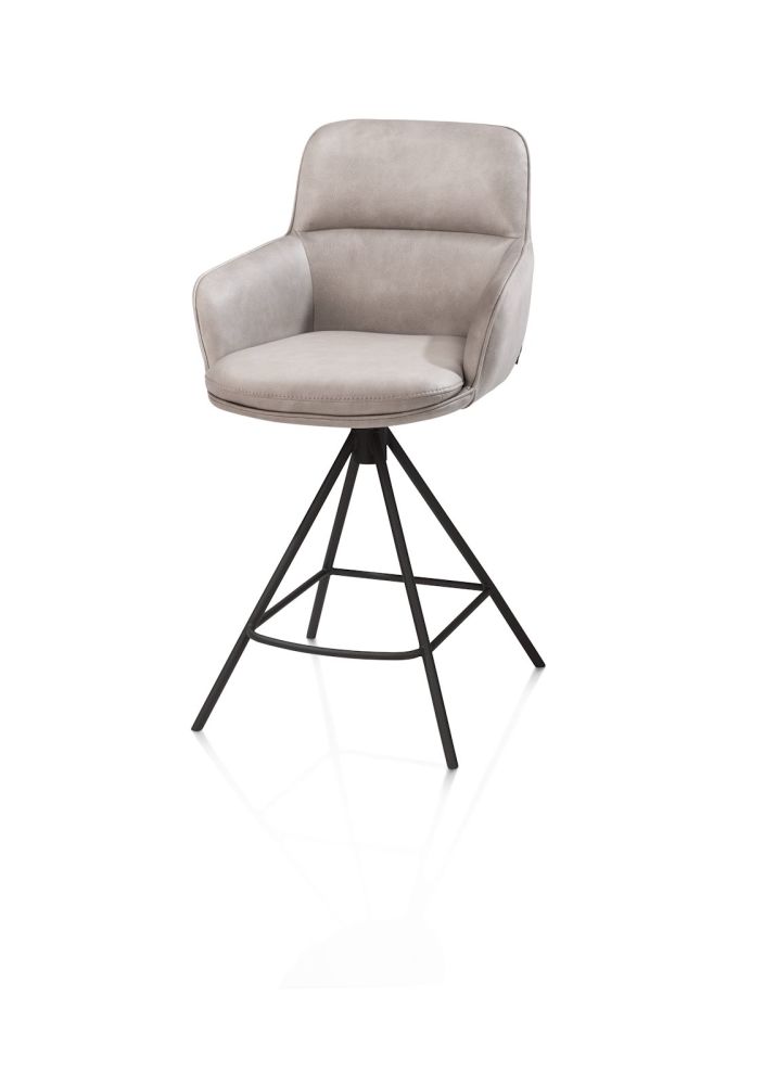 Mateo, barstoel - 4-pootjes - rough off black - Pala - Lichtgrijs