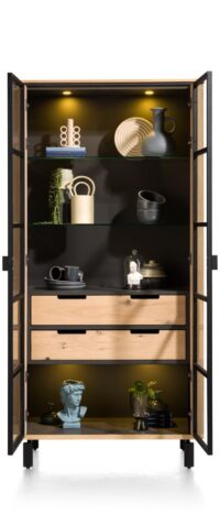 Livada, vitrine 100 cm - 2-glasdeuren + 2-laden - Natural - Afbeelding 3