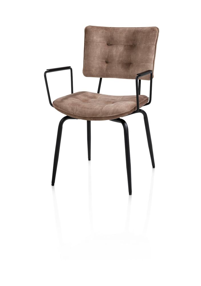 Manou, armstoel - off black - stof Karese - Camel