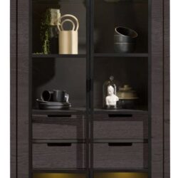Livada, vitrine 100 cm - 2-glasdeuren + 2-laden - onyx