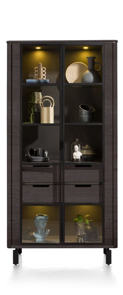 3Fab3D0E9E56C53781A7B0603A8Eec7D78Df2D68_Images_T_Ll_M_7007356F8Dc645F88A2F119Bcbf2999D_Image.jpg Livada, Vitrine 100 Cm - 2-Glasdeuren + 2-Laden - Onyx - Afbeelding 1