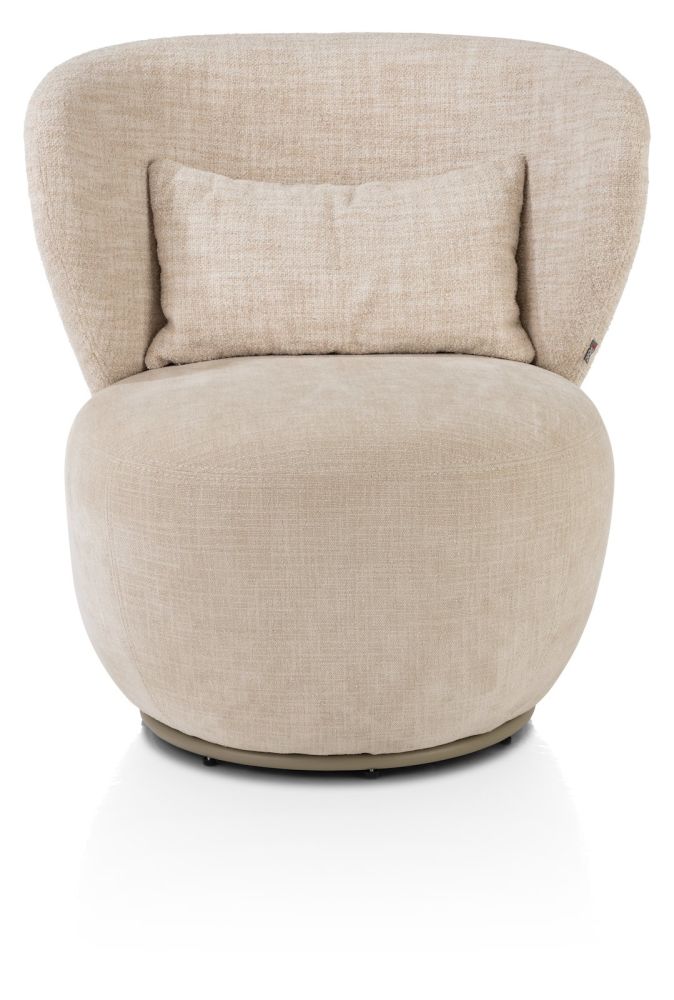 Solee, fauteuil - 360 draaibaar - incl. lende-kussen - combi stof Luton & Cadiz - frame tone in tone - Creme