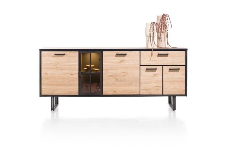 Avalon, Buffet 200 Cm - 4-Portes + 1-Tiroir + 1-Porte En Verre (+ Led) - Natural - Image 1