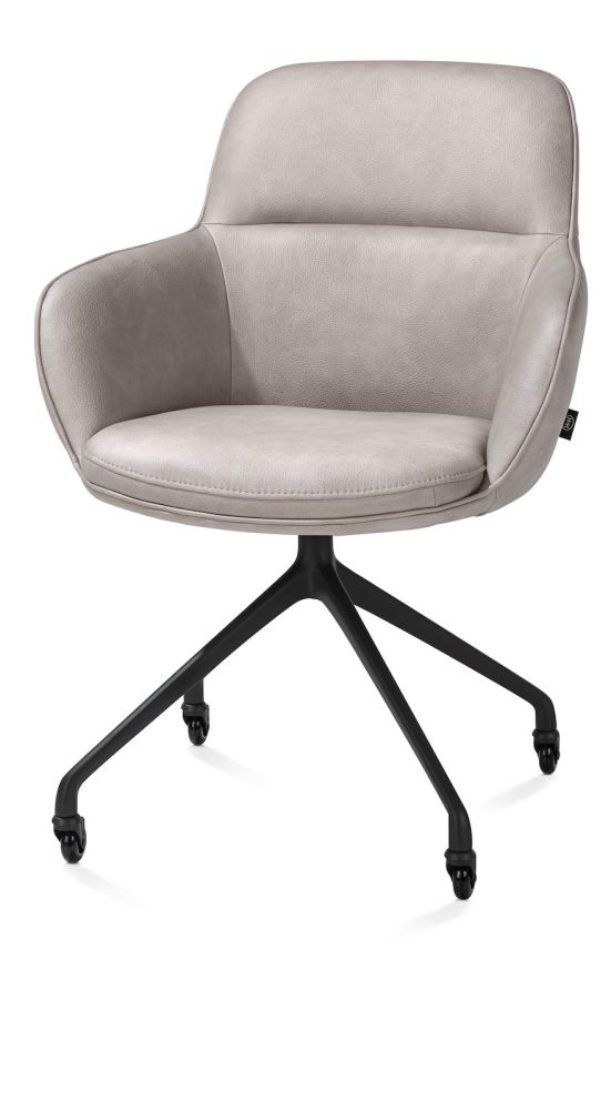 Mateo, armstoel - wielen - rough off black - Pala - Lichtgrijs