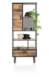 Avalon, bibliotheque 80 cm - 1-porte + 1-tiroir + 5-niches - Driftwood