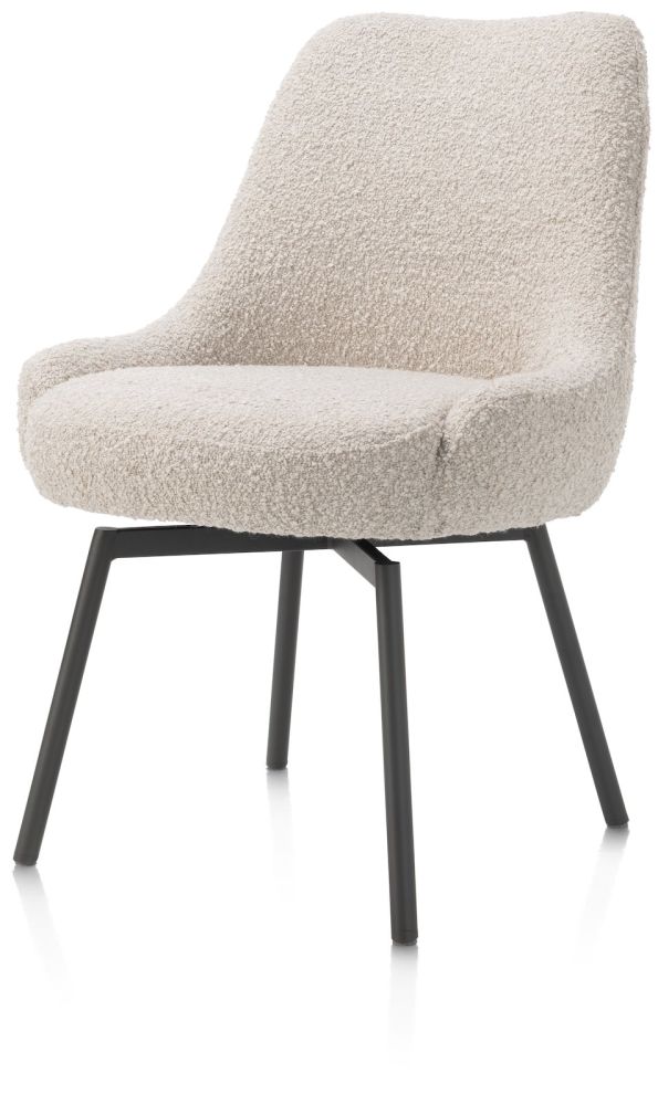 Rocco, eetkamerstoel - draaibaar + pocket - graphiet - stof Brioni - Creme