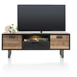 Avalon, buffet bas 180 cm - 2-portes + 1-tiroir + 1-niche (+ LED) - Driftwood