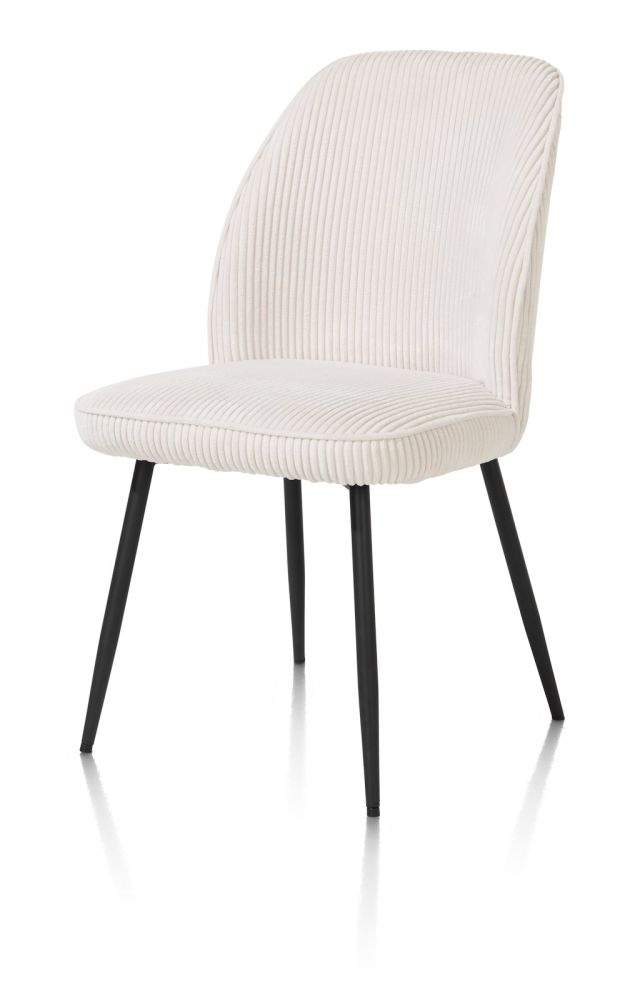 8F9A0C3De533Ceaa0C509F60F0C893Dc0Ade36Ba_Images_T_Ll_M_Bda1C2Ffb66241C5Bb2Bae021D25Fbe6_Image.jpg Leonidas, Eetkamerstoel - Frame Rough Off Black (Rob) - Stof Rivas - Creme - Afbeelding 1