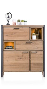 Metalo, highboard 2-deuren + 1-lade + 1-klep + 2-niches (+ LED)