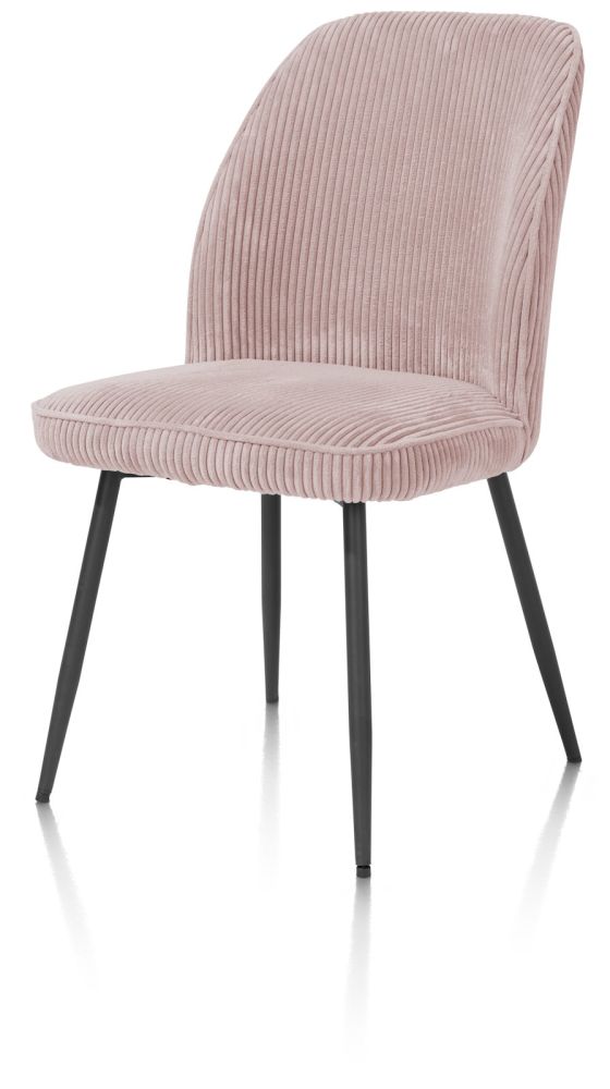 98E6B1E813Cd50201C2F6Ad3A5839F32E76Aa13E_Images_T_Ll_M_Dc594Da4741B448Cb8Ce32528D05Ccd9_Image.jpg Leonidas, Eetkamerstoel - Frame Rough Off Black (Rob) - Stof Rivas - Zacht Rose - Afbeelding 1