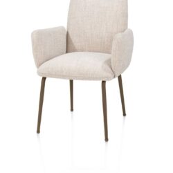 Bovina, armstoel - stof Luton + nosag - frame steelbrown - Creme