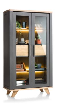 Jardin, vitrine 110 cm - 2-glasdeuren + 2-laden (binnenin) (+ LED) - Antraciet - Afbeelding 3