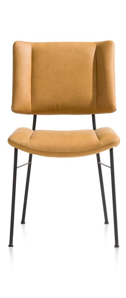 Tatum, eetkamerstoel - zwarte poten - stof Pala - Okergeel