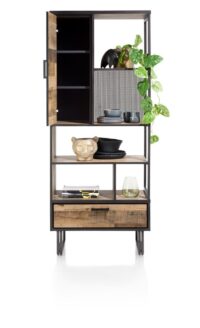 Avalon, bibliotheque 80 cm - 1-porte + 1-tiroir + 5-niches - Driftwood - Image 3