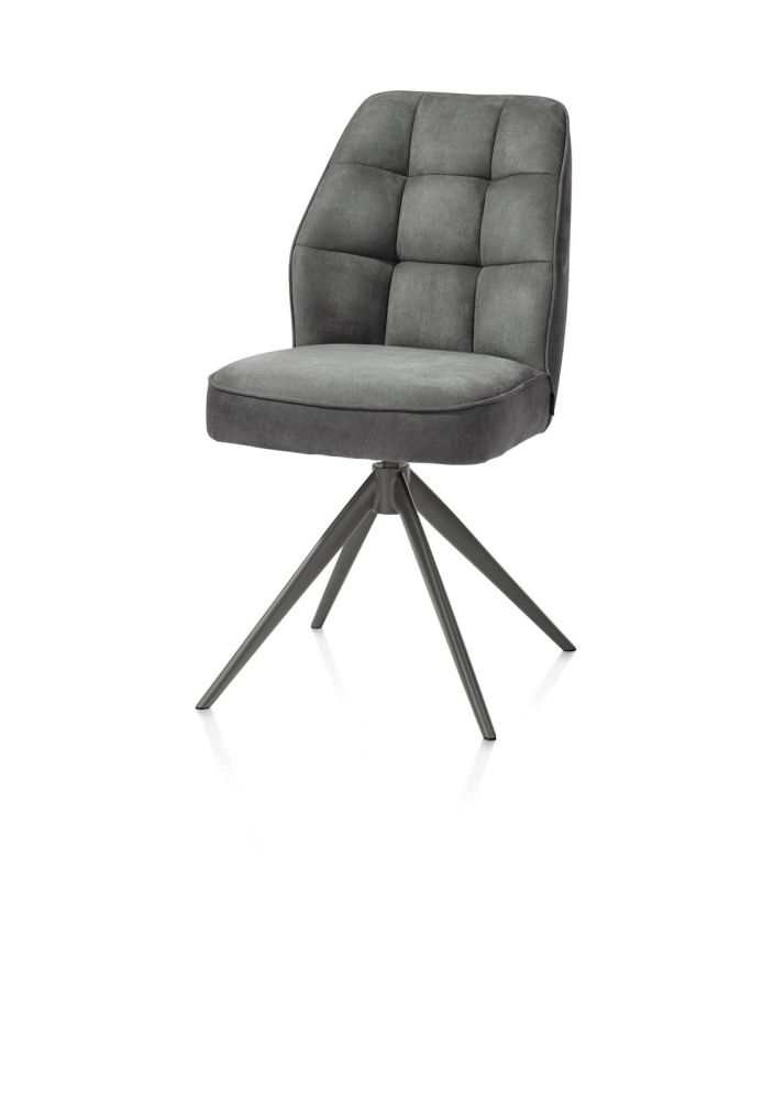 Bell, eetkamerstoel - graphiet frame - draaibaar - pocket - stof Calabria - Antraciet