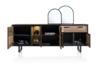 Avalon, buffet 230 cm - 4-portes + 1-tiroir + 1-porte en verre (+ LED) - Driftwood - Image 3