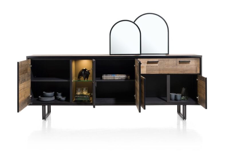 Avalon, Buffet 230 Cm - 4-Portes + 1-Tiroir + 1-Porte En Verre (+ Led) - Driftwood - Image 3