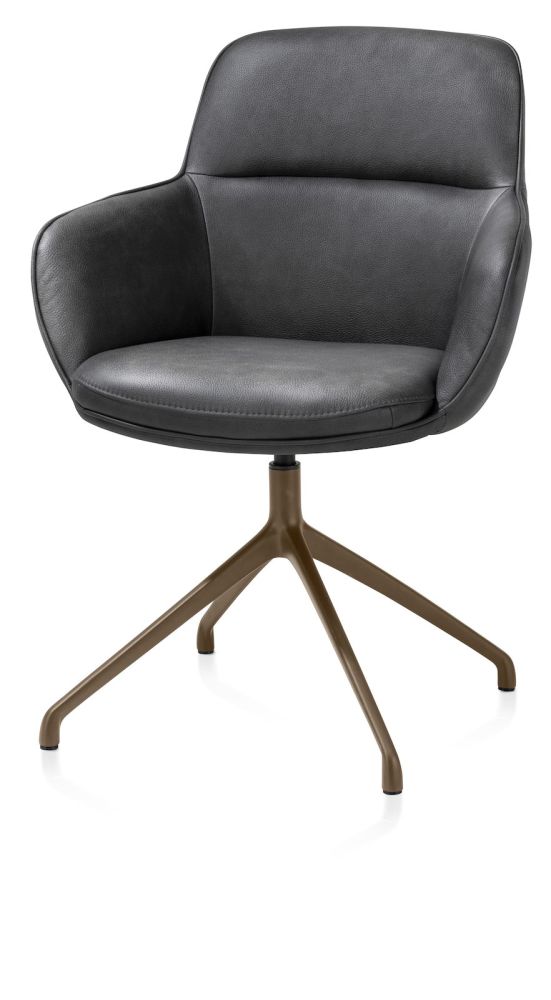 Mateo, armstoel - draaibaar - steelbrown - Pala - Antraciet