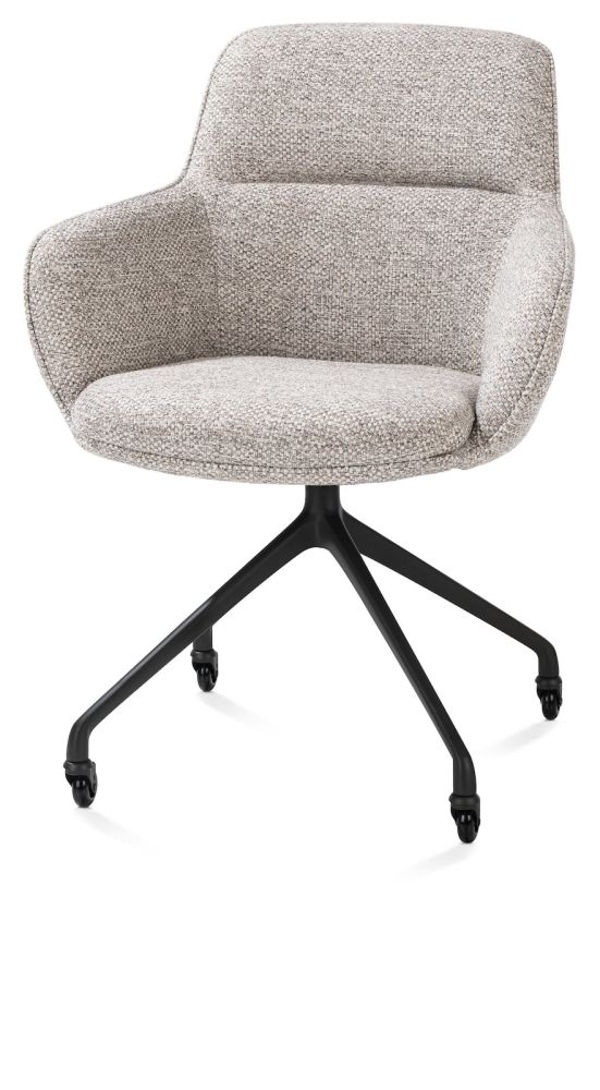 Mateo, armstoel - wielen - rough off black - Bellini - Kiezel