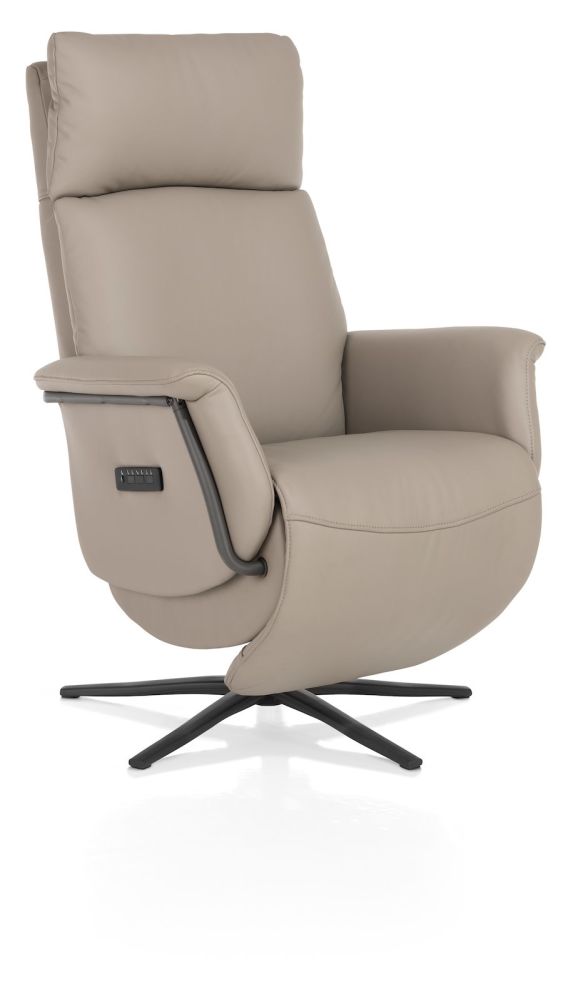 Stelvio, relax-fauteuil - 3-motoren + accu - graphiet poot -elektrische hoofdsteun-leder Maine taupe