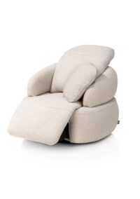 Hollywood, Homecinema fauteuil pivotant, tissu Cloudy, dos réglable, électrique repose - beige - Image 2
