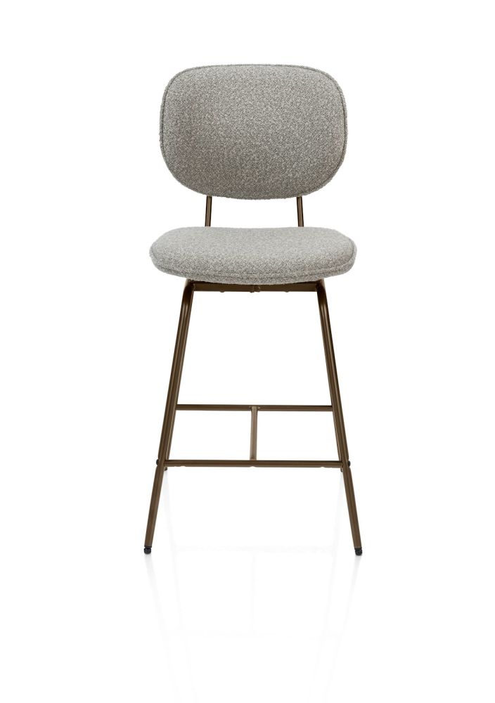 Lexi, barstoel - steelbrown - draaibaar - stof Cloudy - Olijf