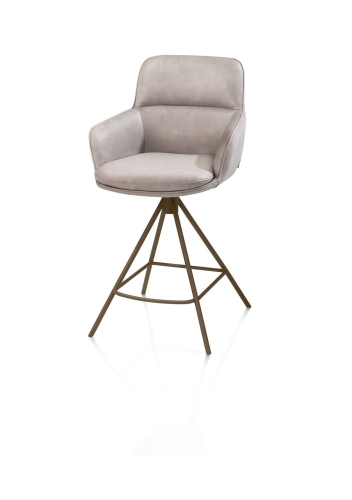 Mateo, barstoel - 4-pootjes - steelbrown - Pala - Lichtgrijs