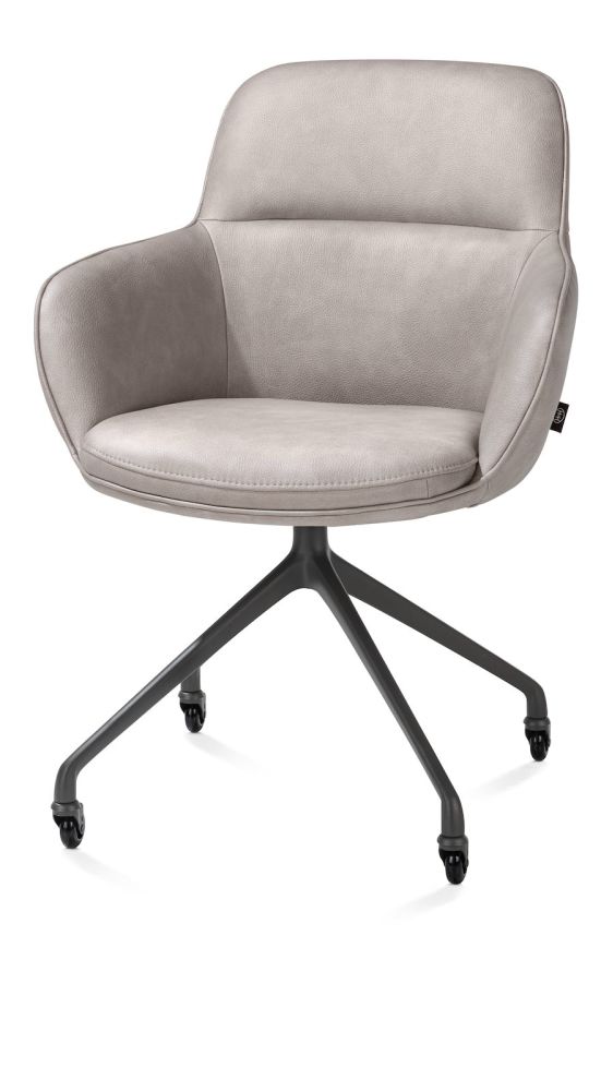 Mateo, armstoel - wielen - graphiet - Pala - Lichtgrijs