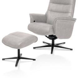 Lotis, relaxfauteuil (incl. poef) - stof Pala - Lichtgrijs
