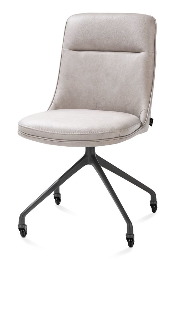 Mateo, eetkamerstoel - wielen - graphiet - Pala - Lichtgrijs