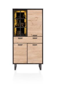 Avalon, armoire 96 cm - 3-portes + 1-tiroir + 1-porte en verre (+ LED) - natural