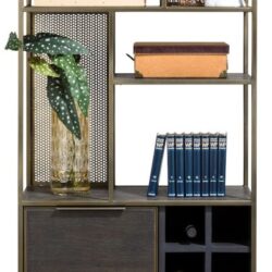 City, boekenkast 70 cm - 1-deur + 6-niches + 6-wijnrekken - Castle antraciet