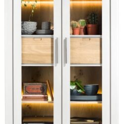 Jardin, vitrine 110 cm - 2-glasdeuren + 2-laden (binnenin) (+ LED) - wit