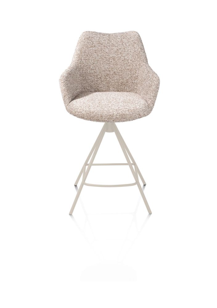 Mats, barstoel - metalen 4-pootjes - creme - Luton - koper