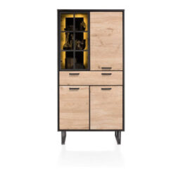 Avalon, armoire 96 cm - 3-portes + 1-tiroir + 1-porte en verre (+ LED) - natural