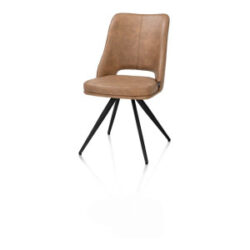 Ian, Chaise de salle &agrave; manger - rotative &agrave; 180 degr&eacute;s - rough off black - knock down - pala - Cognac