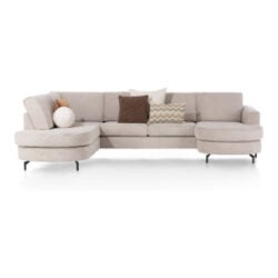 Alcona, U-bank afgerond links - stof Vada - beige