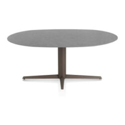 Saluti, eetkamertafel ellips 180 X 105 cm. - centrale teenpoot - steelbrown - Antraciet