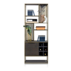 City, boekenkast 70 cm - 1-deur + 6-niches + 6-wijnrekken - Castle antraciet