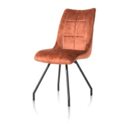Mischa, chaise - 4 pieds + poignee - tissu karese - cuivre