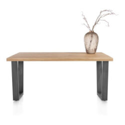 Nyborg, eetkamertafel 150 x 100 cm - rechte zijkant - V-poot geheel metaal