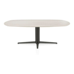 Caletta, eetkamertafel ovaal 210 x 100 cm. - HPL Primo Laminato blad - centrale teenpoot grafiet - Travertin