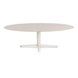 Saluti, eetkamertafel ellips 240 X 110 cm. - centrale teenpoot - creme - Light sand