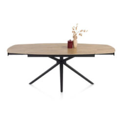 Lattina, Table &agrave; rallonge 140 (+ 2 x 30 cm.) x 100 cm. - Ceramic oak natural