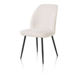 Leonidas, chaise - cadre rough off black - tissu Rivas - Creme